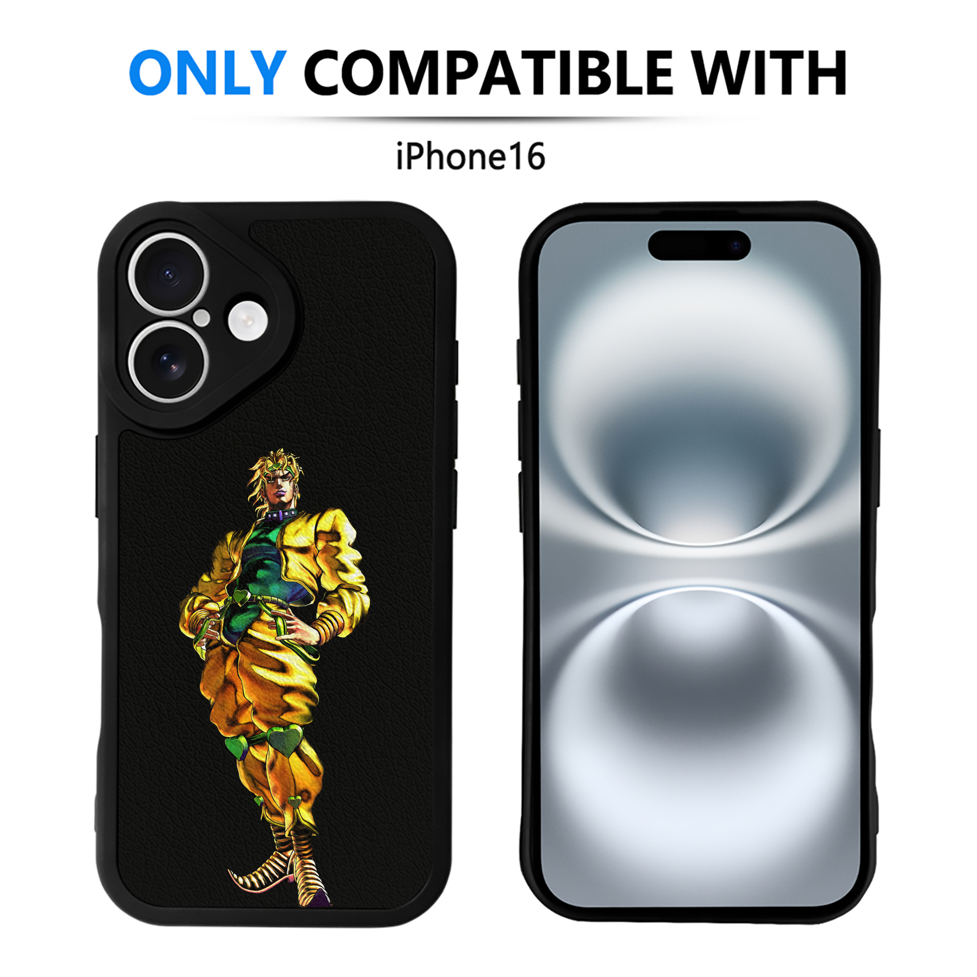 （画像用） ジョジョの奇妙な冒険 ディオ?ブランドー JoJo's Bizarre Adventure Dio Brando 【iPhone 16シリーズ対応】シリコンスマホケース（レザー調） 材質：シリコン